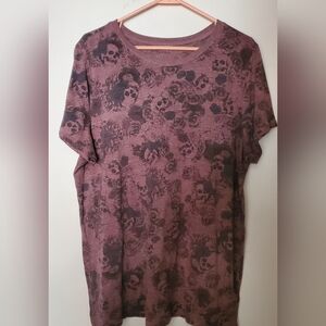 Torrid Maroon Skull and Floral Tee